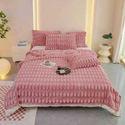 91家纺网 家纺一手货源 找家纺 尚品绵羊 2025秋冬新款双层加云毯毛毯直播爆款毯子 奢享生活-海棠粉