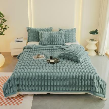 91家纺网 家纺一手货源 找家纺 尚品绵羊 2025秋冬新款双层加云毯毛毯直播爆款毯子 奢享生活-天空蓝