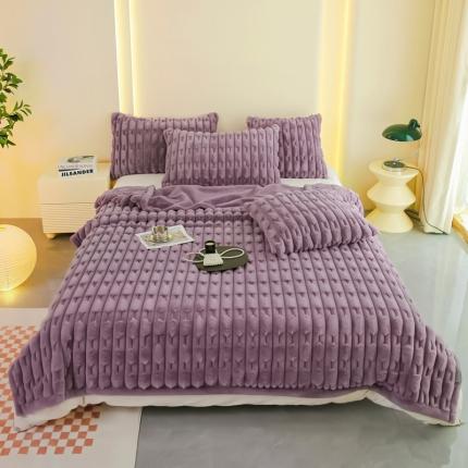 91家纺网 家纺一手货源 找家纺 尚品绵羊 2025秋冬新款双层加云毯毛毯直播爆款毯子 奢享生活-香芋紫