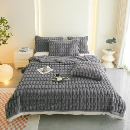 91家纺网 家纺一手货源 找家纺 尚品绵羊 2025秋冬新款双层加云毯毛毯直播爆款毯子 奢享生活-星月灰