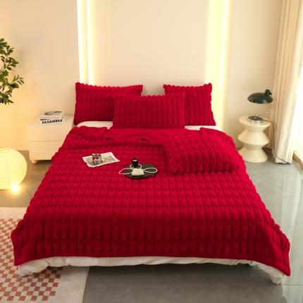 91家纺网 家纺一手货源 找家纺 尚品绵羊 2025秋冬新款双层加云毯毛毯直播爆款毯子 奢享生活-中国红