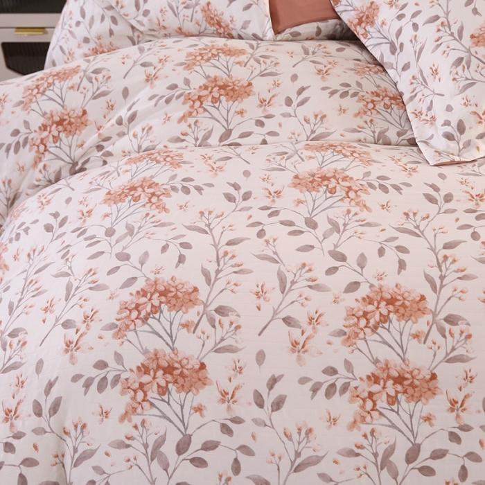 91家纺网 家纺一手货源 找家纺 梦莱斯 2023新款有氧提花双层纱四件套 曼叶桔