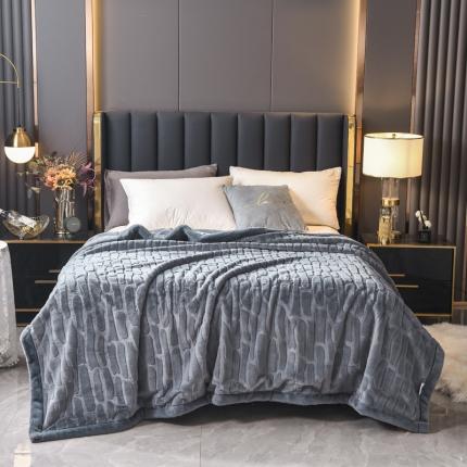 91家纺网 家纺一手货源 找家纺 尚品绵羊 2025秋冬新款双层加云毯毛毯直播爆款毯子 波斯毯-星月灰