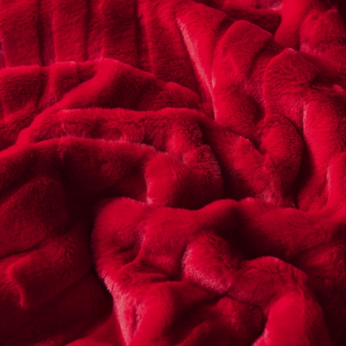 91家纺网 家纺一手货源 找家纺 尚品绵羊 2025秋冬新款双层加云毯毛毯直播爆款毯子 波斯毯-中国红