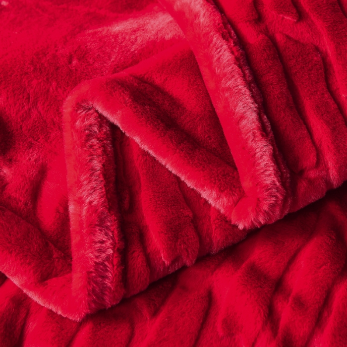 91家纺网 家纺一手货源 找家纺 尚品绵羊 2025秋冬新款双层加云毯毛毯直播爆款毯子 波斯毯-中国红