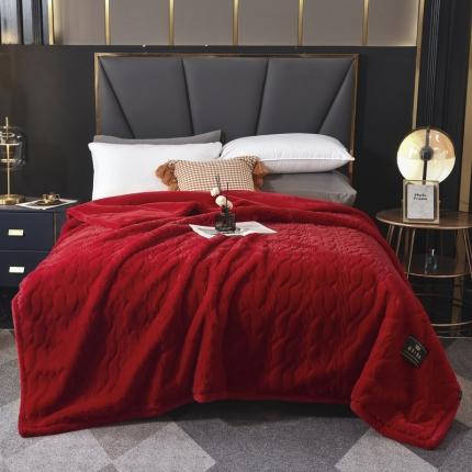 91家纺网 家纺一手货源 找家纺 尚品绵羊 2025秋冬新款双层加云毯毛毯直播爆款毯子 裘皮毯-中国红