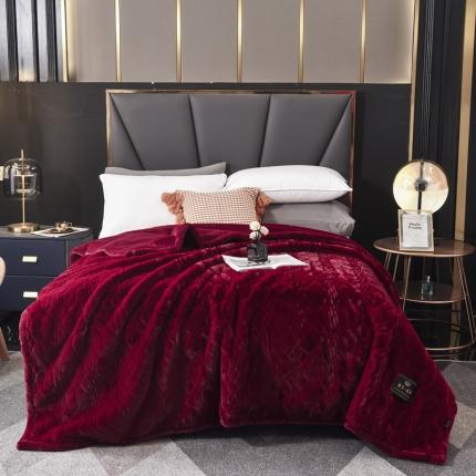 91家纺网 家纺一手货源 找家纺 尚品绵羊 2025秋冬新款双层加云毯毛毯直播爆款毯子 裘皮毯-典雅红