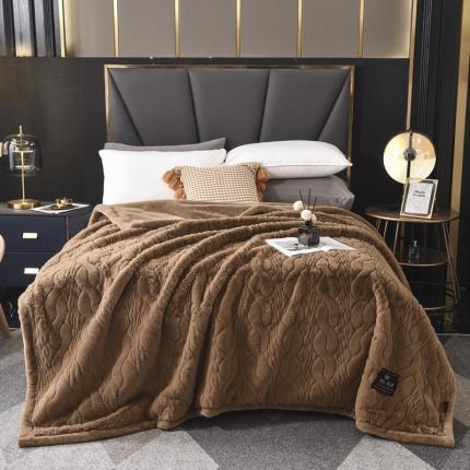 91家纺网 家纺一手货源 找家纺 尚品绵羊 2025秋冬新款双层加云毯毛毯直播爆款毯子 裘皮毯-奶昔咖