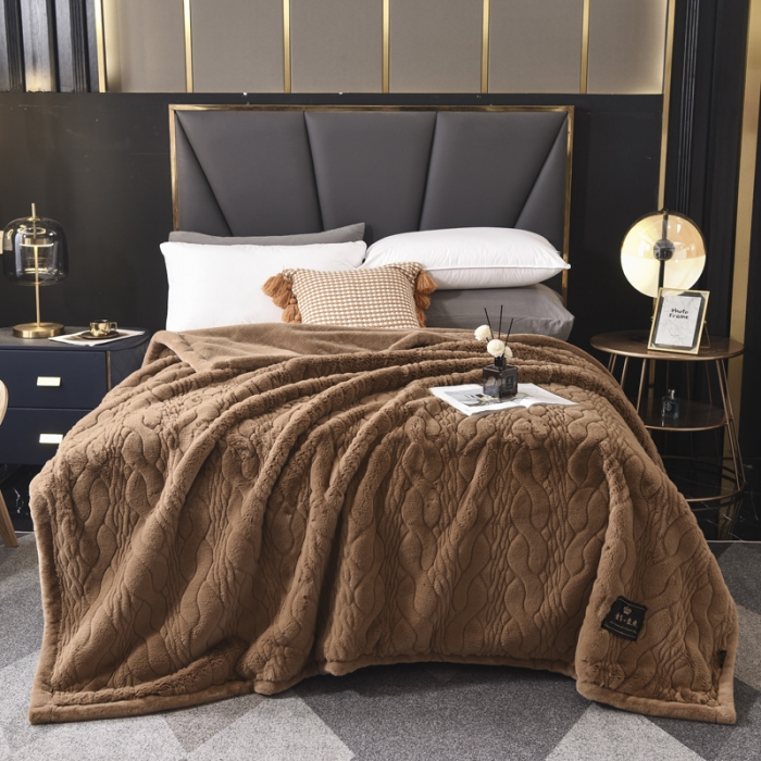 91家纺网 家纺一手货源 找家纺 尚品绵羊 2025秋冬新款双层加云毯毛毯直播爆款毯子 裘皮毯-奶昔咖