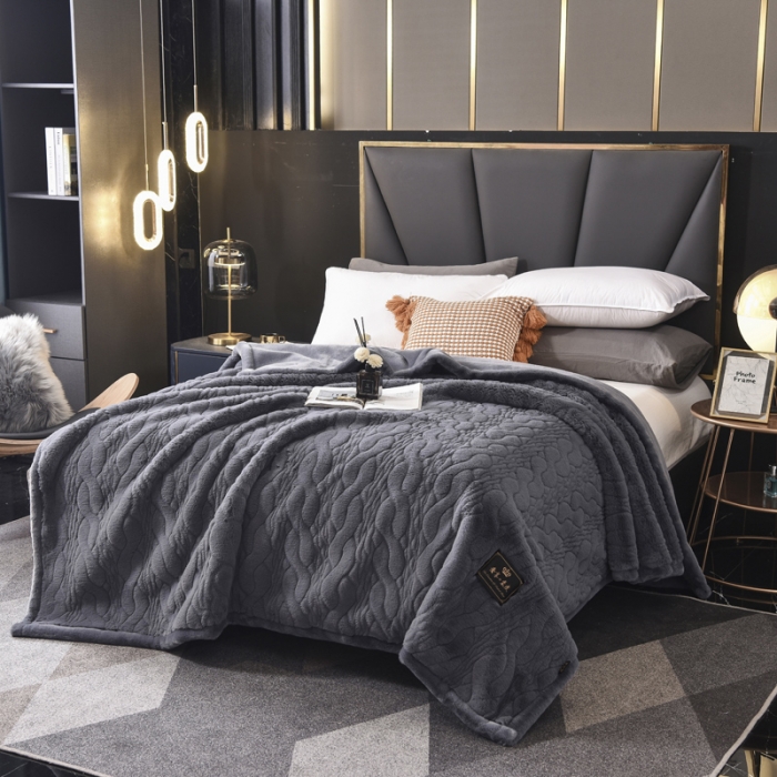 91家纺网 家纺一手货源 找家纺 尚品绵羊 2025秋冬新款双层加云毯毛毯直播爆款毯子 裘皮毯-星月灰