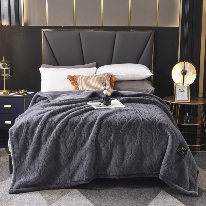 91家纺网 家纺一手货源 找家纺 尚品绵羊 2025秋冬新款双层加云毯毛毯直播爆款毯子 裘皮毯-星月灰