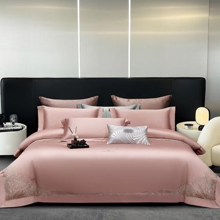 91家纺网 家纺一手货源 找家纺 诗黛尔长绒棉刺绣四件套-赫本系列 赫本-玫瑰莎