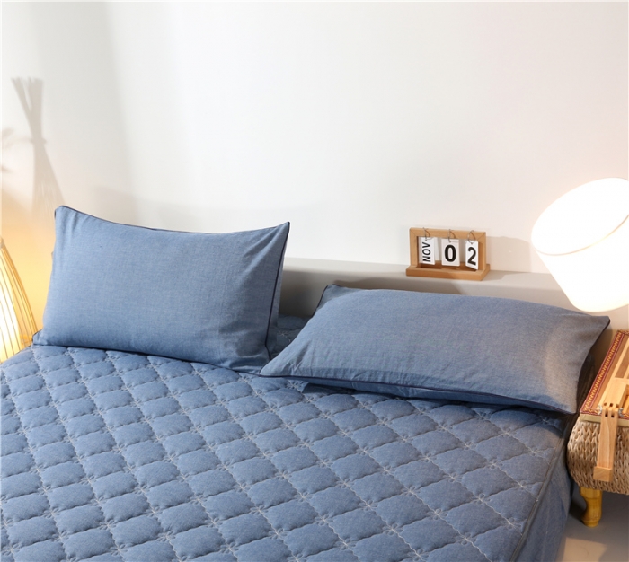 91家纺网 家纺一手货源 找家纺 （总）胜权家纺 2024新款日式全棉色织水洗棉夹棉床笠