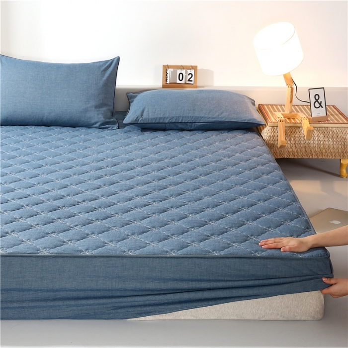 91家纺网 家纺一手货源 找家纺 （总）胜权家纺 2024新款日式全棉色织水洗棉夹棉床笠