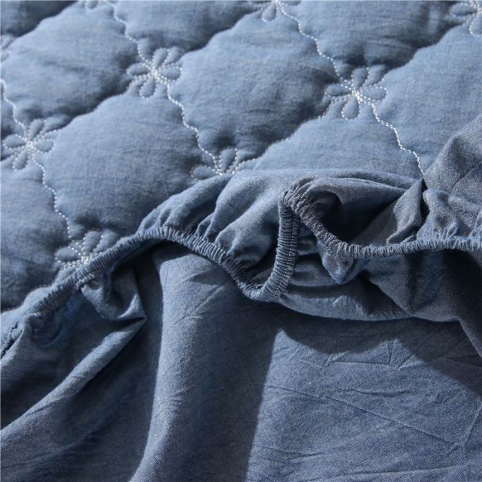 91家纺网 家纺一手货源 找家纺 （总）胜权家纺 2024新款日式全棉色织水洗棉夹棉床笠