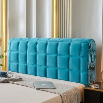 91家纺网 家纺一手货源 找家纺 情恒 2025新款立体防撞加厚床头罩大靠背靠垫-幸运格 青绿