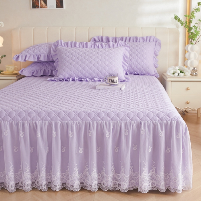 91家纺网 家纺一手货源 找家纺 （总）情恒 2025新款蒙娜四季款A类云锦棉床裙三件套