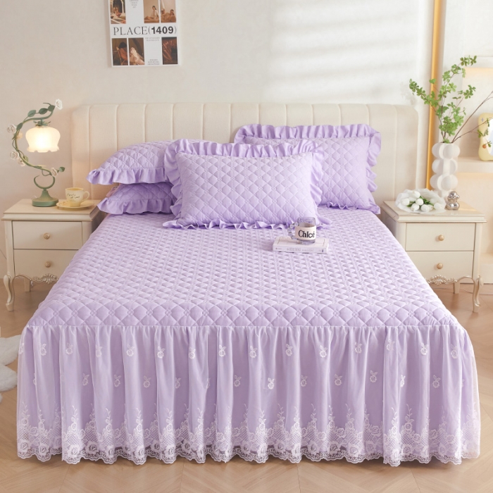 91家纺网 家纺一手货源 找家纺 （总）情恒 2025新款蒙娜四季款A类云锦棉床裙三件套