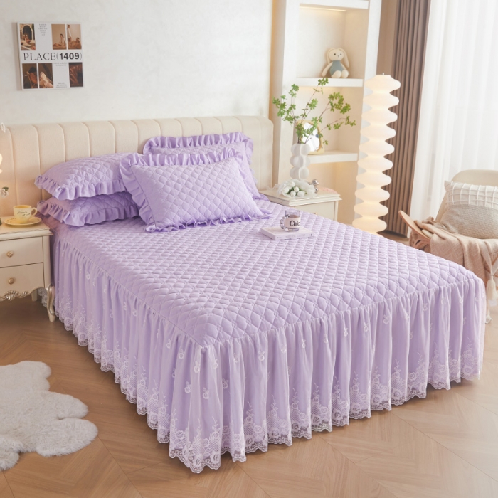 91家纺网 家纺一手货源 找家纺 （总）情恒 2025新款蒙娜四季款A类云锦棉床裙三件套