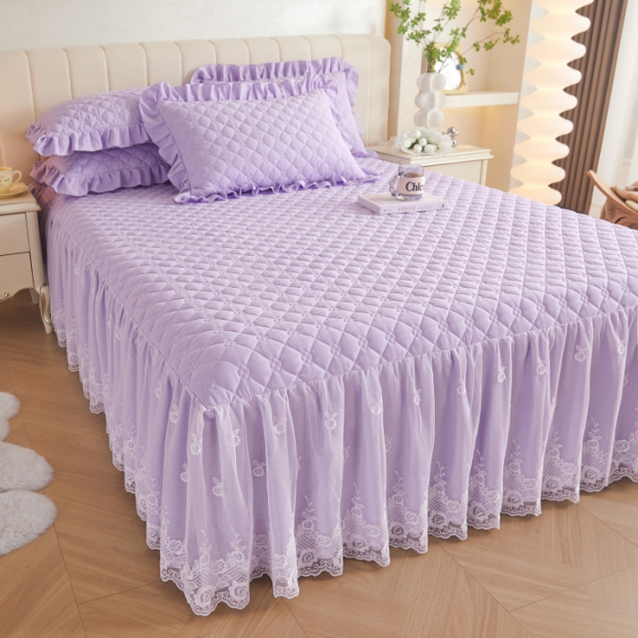 91家纺网 家纺一手货源 找家纺 （总）情恒 2025新款蒙娜四季款A类云锦棉床裙三件套