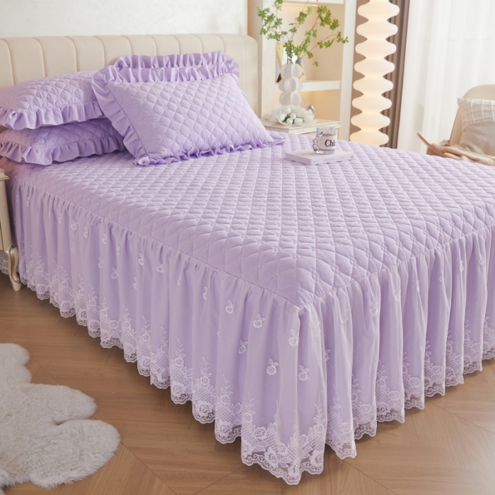 91家纺网 家纺一手货源 找家纺 （总）情恒 2025新款蒙娜四季款A类云锦棉床裙三件套