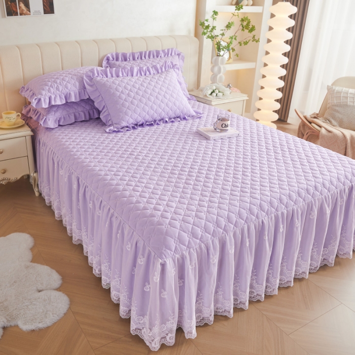 91家纺网 家纺一手货源 找家纺 （总）情恒 2025新款蒙娜四季款A类云锦棉床裙三件套