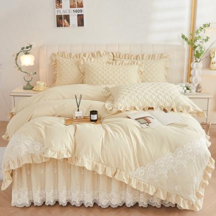 91家纺网 家纺一手货源 找家纺 （总）情恒 2025新款蒙娜四季款A类云锦棉床裙四件套