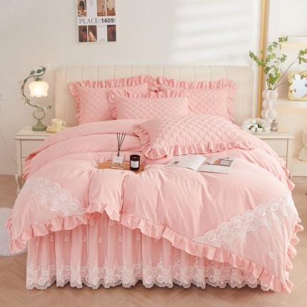 91家纺网 家纺一手货源 找家纺 情恒 2025新款蒙娜四季款A类云锦棉床裙四件套 香妃玉