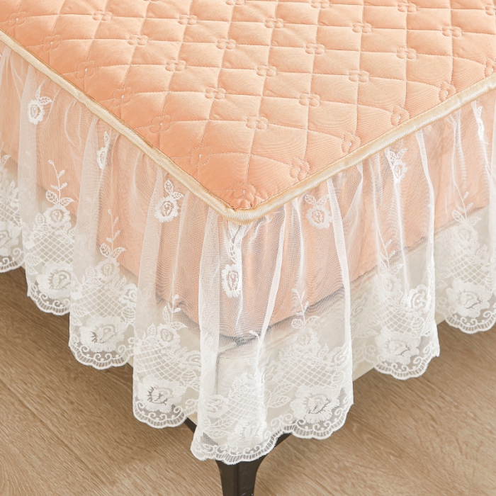 91家纺网 家纺一手货源 找家纺 情恒 2025新款蒙娜四季款A类云锦棉床笠款 活力橙