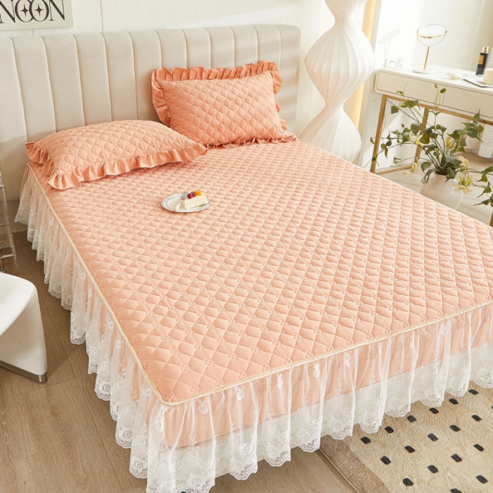 91家纺网 家纺一手货源 找家纺 情恒 2025新款蒙娜四季款A类云锦棉床笠款 活力橙