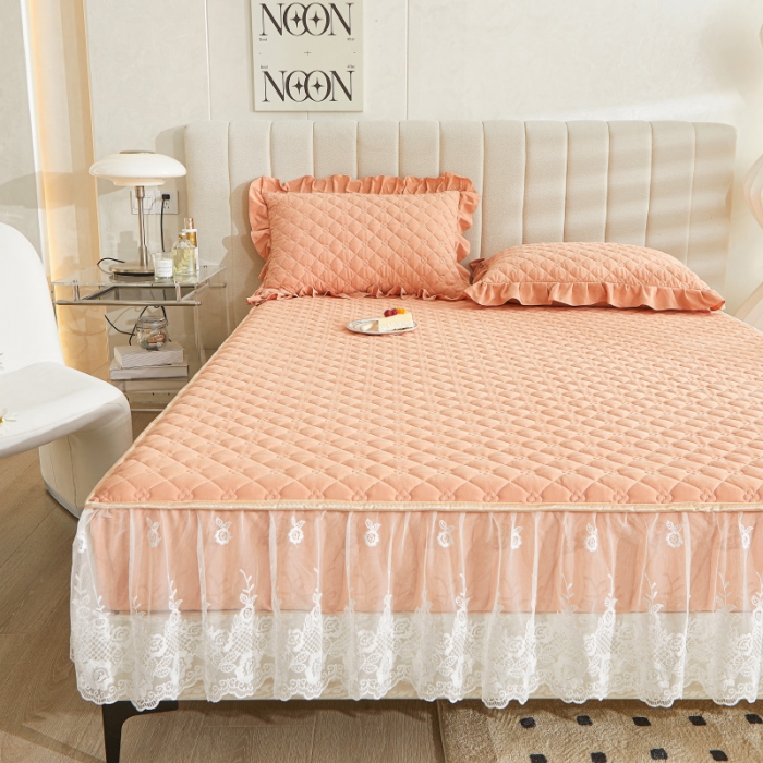 91家纺网 家纺一手货源 找家纺 情恒 2025新款蒙娜四季款A类云锦棉床笠款 活力橙