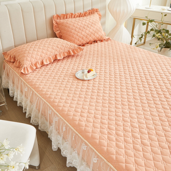 91家纺网 家纺一手货源 找家纺 情恒 2025新款蒙娜四季款A类云锦棉床笠款 活力橙