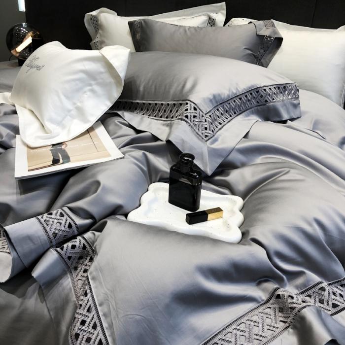 91家纺网 家纺一手货源 找家纺 黑白森林秋冬新品 140支四件套海岛棉全棉纯棉-极光系列