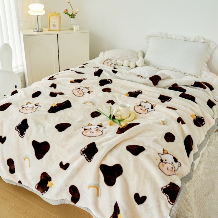 91家纺网 家纺一手货源 找家纺 法莱妮2025新款双层加厚拉舍尔毛毯 婚庆 单双人 厂家直销可定制-彩虹牛