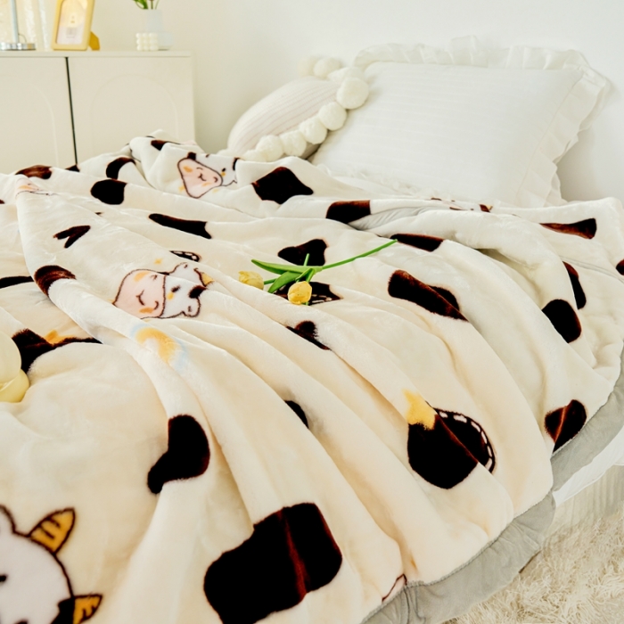 91家纺网 家纺一手货源 找家纺 法莱妮2025新款双层加厚拉舍尔毛毯 婚庆 单双人 厂家直销可定制-彩虹牛