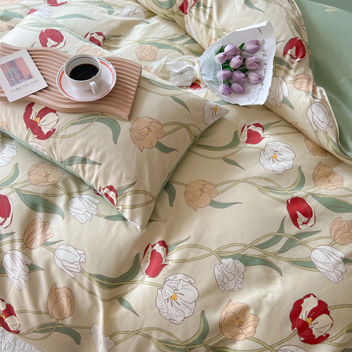 91家纺网 家纺一手货源 找家纺 畅畅 2023新款13372全棉印花四件套纯棉直播-大鱼海棠