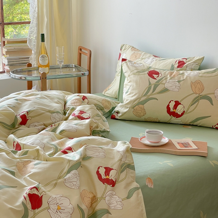 91家纺网 家纺一手货源 找家纺 畅畅 2023新款13372全棉印花四件套纯棉直播-大鱼海棠