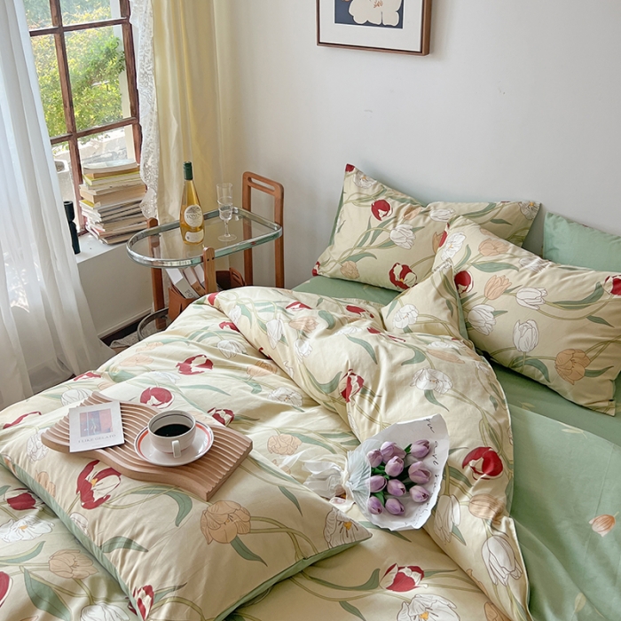 91家纺网 家纺一手货源 找家纺 畅畅 2023新款13372全棉印花四件套纯棉直播-大鱼海棠