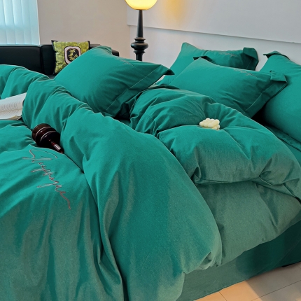 91家纺网 家纺一手货源 找家纺 （总）品乐家纺 2023新款全棉磨毛英文字母绣系列四件套