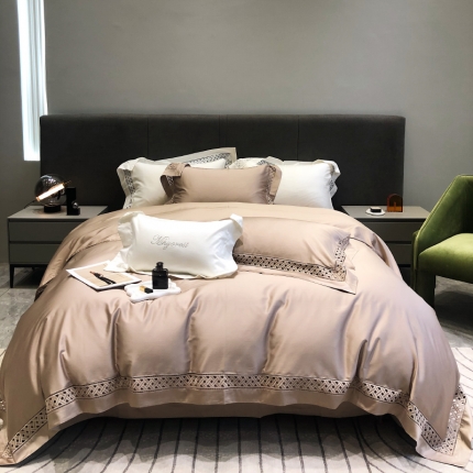 91家纺网 家纺一手货源 找家纺 黑白森林秋冬新品 140支四件套海岛棉全棉纯棉-极光系列