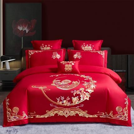 91家纺网 家纺一手货源 找家纺 （总）富之雅2024新款双面120支长绒棉重工刺绣婚庆四件套多件套