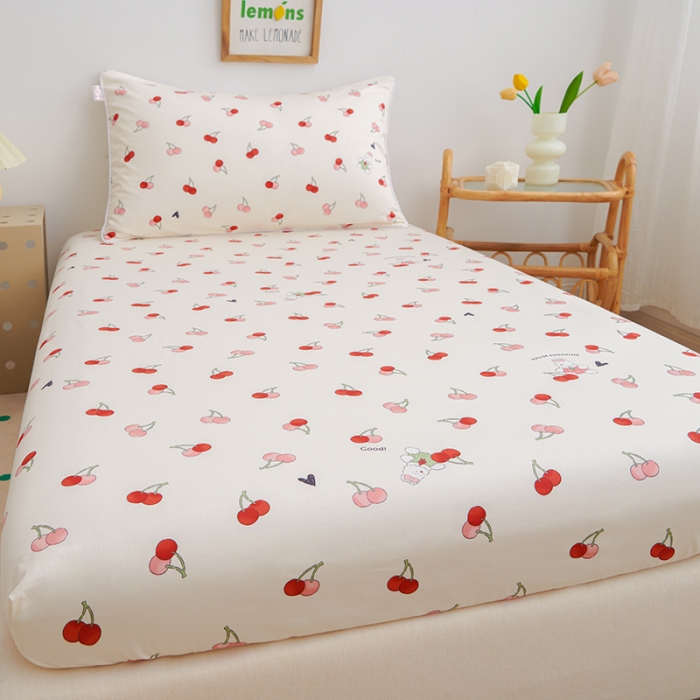 91家纺网 家纺一手货源 找家纺 ds生活馆 2025新款幼儿园学生60支贡缎长绒棉纯棉单床笠 樱桃日记