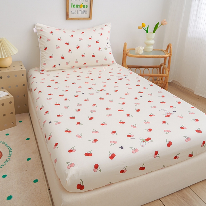 91家纺网 家纺一手货源 找家纺 ds生活馆 2025新款幼儿园学生60支贡缎长绒棉纯棉单床笠 樱桃日记