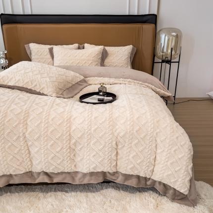 91家纺网 家纺一手货源 找家纺 （总）KA家纺 2025新款冬季花边款塔芙绒四件套