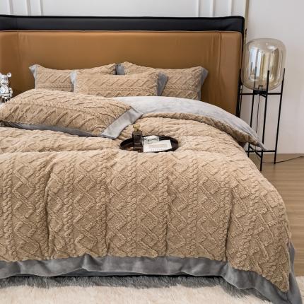 91家纺网 家纺一手货源 找家纺 （总）KA家纺 2025新款冬季花边款塔芙绒四件套