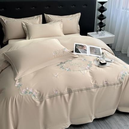 91家纺网 家纺一手货源 找家纺 总宅家居 2024新款秘密花园系列轻奢小香风纯棉刺绣长绒棉四件套