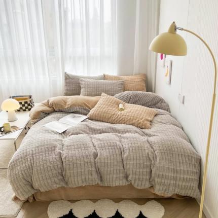 91家纺网 家纺一手货源 找家纺 总涵美人家纺2025新款直播热卖高端9斤獭兔毛立体剪花加厚牛奶绒四件套