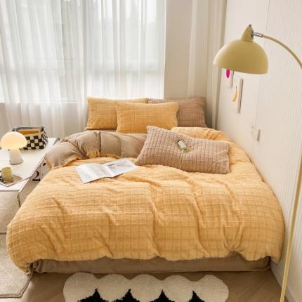 91家纺网 家纺一手货源 找家纺 总涵美人家纺2025新款直播热卖高端9斤獭兔毛立体剪花加厚牛奶绒四件套