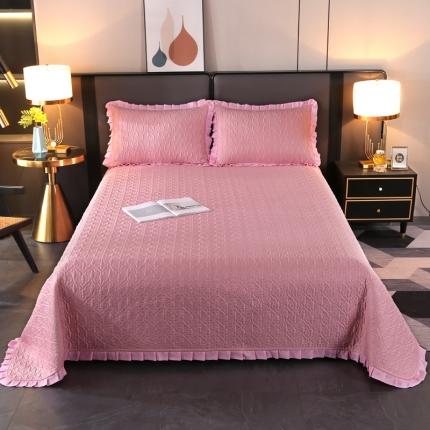 91家纺网 家纺一手货源 找家纺 佳梦家纺 2023新款柔丝缎四季床盖 粉色