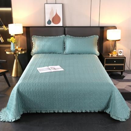 91家纺网 家纺一手货源 找家纺 佳梦家纺 2023新款柔丝缎四季床盖 翠绿